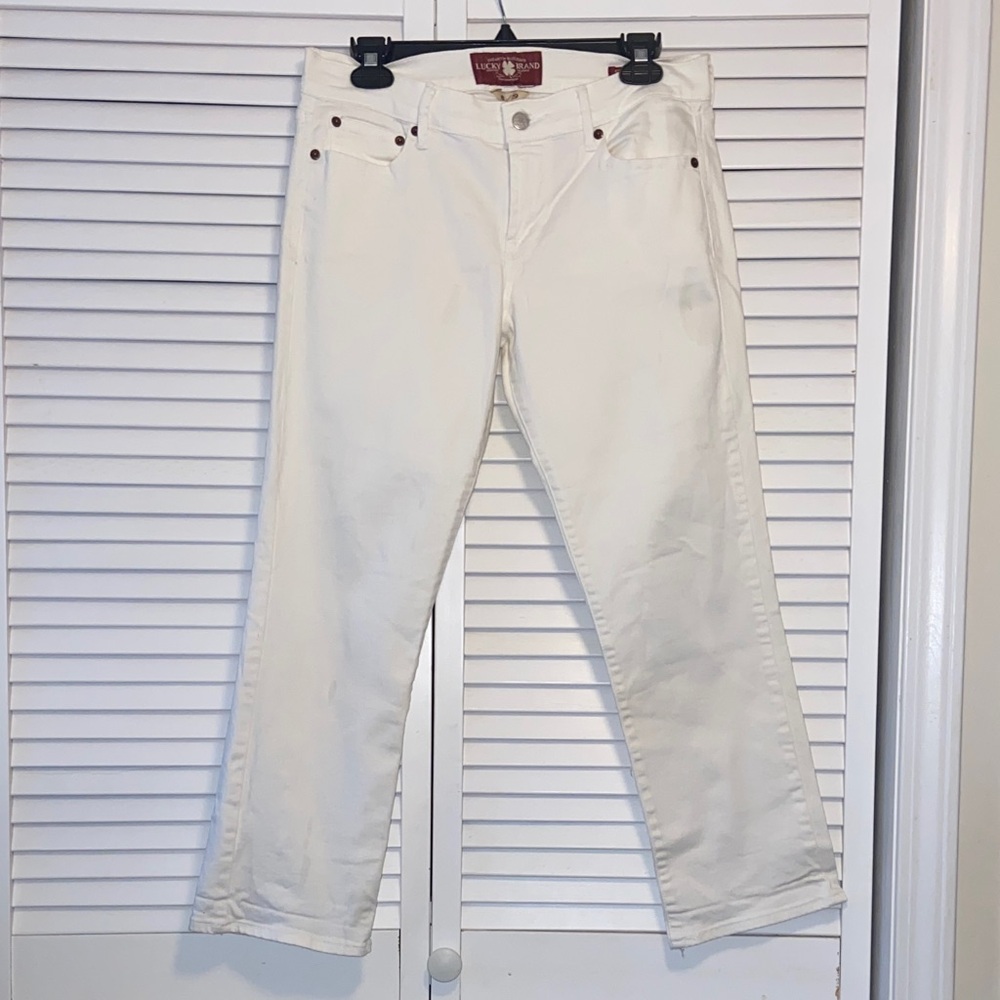 Lucky Brand White Mid Rise Straight Leg Ankle Jeans Woman’s Size 8